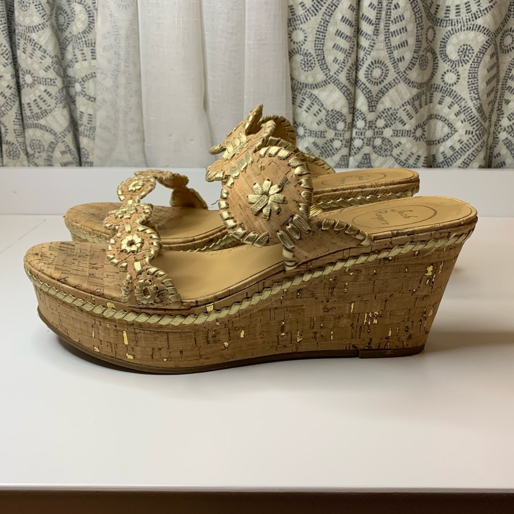 Jack Rogers Leigh Gold Cork Wedge